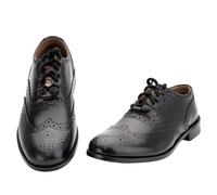 100% Leather Made in Scotland: Budget Ghillie Brogue - Men's and Women's Scottish Heritage Gift - UK Sizes 12 - Black Kilt Shoes