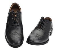 100% Leather Made in Scotland Economy Ghillie Brogue - Men and Women Black Kilt Shoes, Size 12, Rubber Sole, Scottish Gift