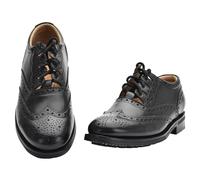 100% Leather Made in Scotland Ghillie Brogue - All Terrain Commando Sole, Scottish Gift, Size 4.5 - Men & Women Kilt Shoes Black