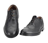 100% Leather Made in Scotland: Piper Ghillie Brogue - Shock-Absorbing Sole, Black Kilt Shoe - Size 8.5, Scottish Heritage Gift