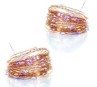 100 LED Fairy Lights 10.5M Now with 105 LEDs 8 Function USB Power Supply Copper & Black Wire S4U (2 Pack Copper Wire String Lights - Multi Coloured)