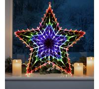100 LED Multi Color Christmas Star Silhouette Animated Large Lighting Home Decorations LED Lights - Indoor/Outdoor Hanging Window Tree Top Lightning Mains Power Xmas Gift