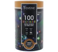 Festive Productions 100 LED Battery String Lights : Timer : Multicoloured