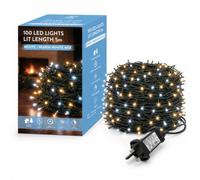 SHATCHI 100 LEDs Fairy String Lights Warm White and Cool White Indoor/Outdoor Christmas Tree/Home/Party/Wedding/Garden Decorations Green Cable 8 Modes Mains Powered Memory Auto Timer