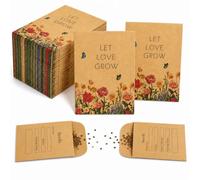 100 Let Love Grow Kraft Seed Packet Envelopes, Rustic Botanical Wedding Favours for Guests, Eco-Friendly Baby Shower & Bridal Shower Keepsakes, Self-Sealing Seed Envelopes (Seeds Not Included)