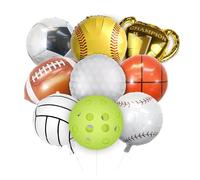 100% Liked-Pack of 8, Mylar Sports Balloon Bouquet, Pickleball, Soccer, Softball, Baseball, Golf, Volleyball, Trophy, All Sports Birthday Party Decorations, All Star Baby Shower Decorations