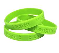 100 Lime Green Ribbon Awareness Bracelets 100% Medical Grade Silicone Bracelet - Latex and Toxin Free (100 Bracelets) Support Muscular Dystrophy, Lyme Disease, Lymphoma, Muscular Dystrophy,