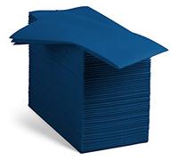 100 Linen-Feel Colored Paper Napkins - Decorative Cloth-Like Dark Blue Dinner Napkins - Soft And Absorbent. For Kitchen, Party, Wedding, Bathroom Or Any Occasion. (Pack of 100)