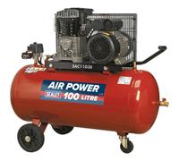 100 Litre Mobile Belt Drive Air Compressor - 3hp Motor - Quick Release Coupling