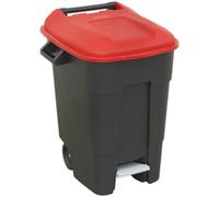 100 Litre Red Wheelie Bin With Foot Pedal And Wheels For Easy Mobility