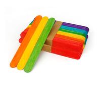 100 Lollipop Sticks,Wooden Sticks 150x16mm,Coloured Jumbo Lollipop Sticks Large Lolly Sticks,Lollipop Sticks for Crafts,Wooden Plant Labels Coloured Garden DIY Craft School
