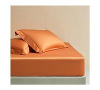 100% Long Staple Cotton Fitted Sheet Small Double Queen Super king 1000 Thread Count Fitted Sheet 12" Deep Pocket Soft Silky Sateen Weave for Home Hotel (Color : Orange, Size : 180x200+30cm/3pcs)