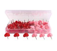 100 Love Thumbtacks, Bulletin Board Pins, Decorative Thumbtacks, Paper Clips, Scrapbooking Pins, Metal Paper Fasteners, Suitable for Clothing Positioning and Fabric Fixing (Red, Pink)