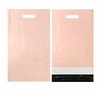 100 Mailer Bag Mailing Postal Bags with Handle for Packaging Shipping Thank You(10'' x 13'',Pink)