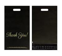 100 Mailer Bag Mailing Postal Bags with Handle for Packaging Shipping Thank You(12.5'' x 16'',Black)