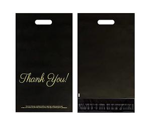 100 Mailer Bag Mailing Postal Bags with Handle for Packaging Shipping Thank You(12.5'' x 16'',Black)