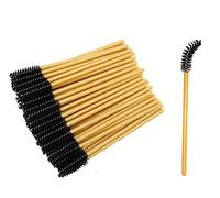 100 Mascara Wands Bulk Disposable Eyelash Eye Brow Brushes Applicator Spoolie Applicator Lash Extensions Makeup Tool Set Gold/Black (100)
