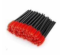 100 Mascara Wands Bulk Disposable Eyelash Eye Brow Brushes Applicator Spoolie Applicator Lash Extensions Makeup Tool Set (RED)