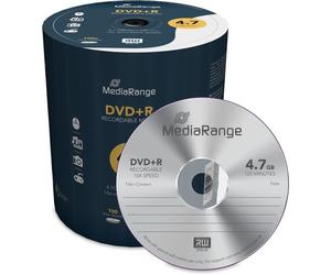 100 MediaRange DVD+R 16x 4.7GB 120min Blank Discs in HardCore Tube MR443