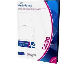 100 Mediarange Standard CD Jewel case inserts Matt A4 Paper fits 10.4mm spine