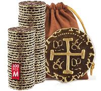100 Medium Bronze Metal Pirate Coins, Treasure Coin Set, Diam.: 22 mm