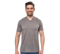 100% Merino Short Sleeve Shirts Men, Henley T-Shirt Mens, Shirt with Pocket (Medium, Grey Melange V)