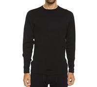 100% Merino Wool Expedition Weight Mens Crew Shirt - Heavy Weight Base Layer Top - Extreme Cold Weather Gear - Black - Medium