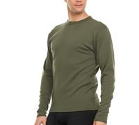 100% Merino Wool Expedition Weight Mens Crew Shirt - Heavy Weight Base Layer Top - Extreme Cold Weather Gear - Olive Drab - Medium
