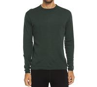 100% Merino Wool - Men's Midweight Long Sleeve Crew Shirt - Thermal Base Layer - NO Itch Renewable Fabric - Forest Green - Large