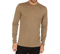 100% Merino Wool - Men's Midweight Long Sleeve Crew Shirt - Thermal Base Layer - NO Itch Renewable Fabric - Tan 499 - Medium