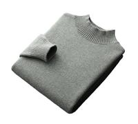 100% Merino Wool Mock Neck Sweater Mens Solid Knitted Half Turtleneck Jumper Thick Casual Pullover Bean GN S