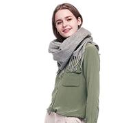 100% Merino Wool Scarf, Pashmina Cashmere Feel, 78” x 16” Long, Best Winter Gift For Women and Men, Light Grey, Medium