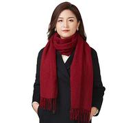 100% Merino Wool Scarf, Pashmina Cashmere Feel, 78” x 16” Long, Best Winter Gift For Women and Men, Maroon, Medium