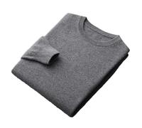 100% Merino Wool Sweater Mens Crew Neck Pullover Tops Solid Color Seamless Sweater Basic Jumper(Dark Gray9,3XL)
