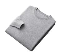 100% Merino Wool Sweater Mens Crew Neck Pullover Tops Solid Color Seamless Sweater Basic Jumper Light Gray9 L