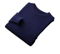 100% Merino Wool Sweater Mens Crew Neck Pullover Tops Solid Color Seamless Sweater Basic Jumper(Navy Blue,Medium)