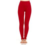 100% Merino Wool Women's Midweight Base Layer Bottoms - Thermal Underwear - No Itch Renewable Fabric - True Red - Large