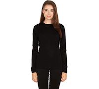 100% Merino Wool - Women's Midweight Base Layer - Long Sleeve Crew - Black - Large