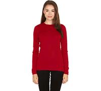 100% Merino Wool - Women's Midweight Base Layer - Long Sleeve Crew - True Red - Small