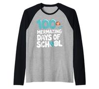 100 Mermazing Days of School Cute Design Raglan Baseball Tee