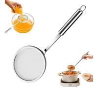 100 mesh stainless steel extra ultra fine fat skimmer spoon, very fine mesh strainer scoop,slotted ladle with holes, kitchen cooking utensil for frying,fryer,sauce,oil and grease