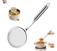 100 Mesh Stainless Steel Extra Ultra Fine Fat Skimmer Spoon, Very Fine Mesh Strainer Scoop, Slotted Ladle with Holes, Kitchen Cooking Utensil for Frying, Sauce, Oil and Grease Separation (Silver M)