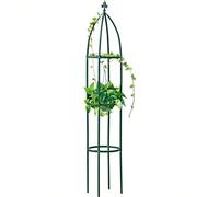 100% Metal Garden Obelisk Trellis Heavy Duty 6.3 ft for Climbing Vines | Upgraded 16mm Thick Steel Tubes Rustproof Green Tower, 4.9lb Tall Plant Support Stands for Flowers, Roses, Clematis & Tomato