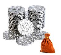 100 Metal Pirate Coins, Silver Treasure Coin Set, Metal Replica Spanish Doubloons for Board Games Tokens, Kids Cosplay Pirate Party Treasure Chest Coin (1.18'')