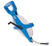 100 Meter / 330 Foot Long Tape Measure Open Reel - Metric & Imperial Graduations, Strong Plastic Case, Folding Handle - Surveyors, Builders - Loops