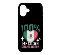 100% Mexican Drama Queen Funny Mexico Roots Flag Heart Case for iPhone 16