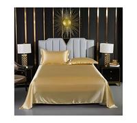 100% Microfiber Flat Sheet Super Soft and Cozy Satin Bed Top Sheet Only, Hotel Quality Solid Color Satin Flat Top Sheet For Single Twin Full Double Bed ( Color : Gold , Size : 245x250cm+48x74cm x2 )