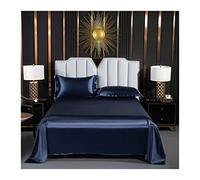 100% Microfiber Flat Sheet Super Soft and Cozy Satin Bed Top Sheet Only, Hotel Quality Solid Color Satin Flat Top Sheet For Single Twin Full Double Bed ( Color : Navy blue , Size : 245x250cm-96x98" )