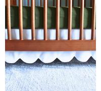 100% Microfiber Scalloped Crib Skirt 28"x 52" with 14" Inch Drop Lenght with 4 Split Corners for Baby Boys Girls Soft Nursery Toddler Bed Skirt - White Solid