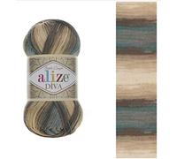 100% Microfiber Yarn Alize Diva Batik Silk Effect Thread Crochet Hand Knitting Turkish Yarn Art Lot of 4skn 400g 1532yd Color Gradient (3307)